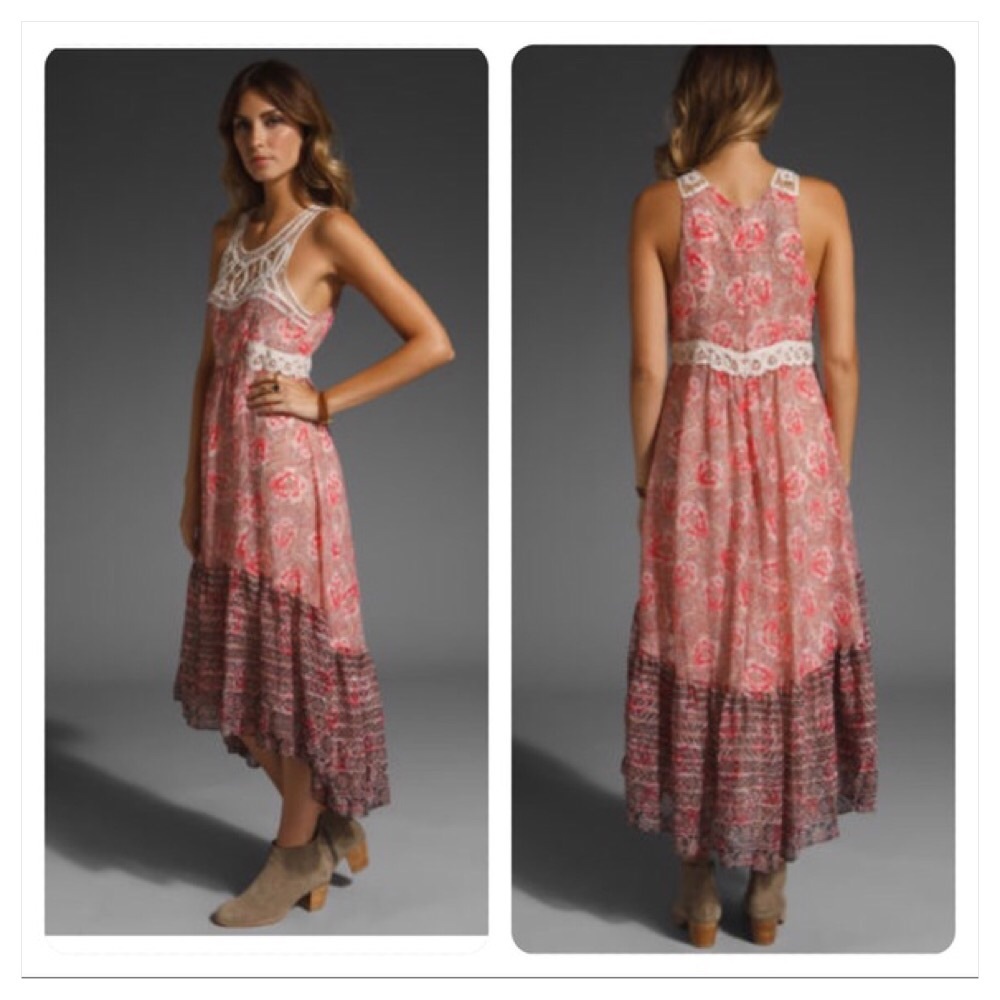 Free People Printed Chiffon Native Rose Dress